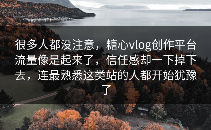 很多人都没注意，糖心vlog创作平台流量像是起来了，信任感却一下掉下去，连最熟悉这类站的人都开始犹豫了