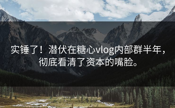 实锤了！潜伏在糖心vlog内部群半年，彻底看清了资本的嘴脸。