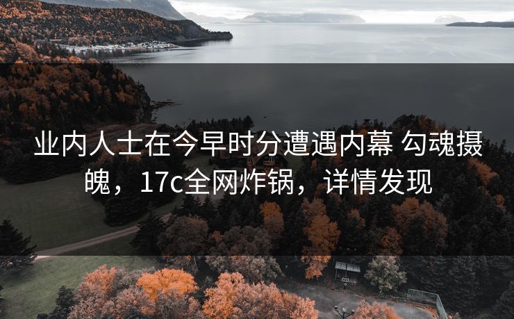 业内人士在今早时分遭遇内幕 勾魂摄魄，17c全网炸锅，详情发现