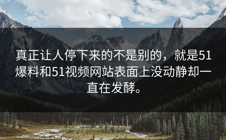 真正让人停下来的不是别的，就是51爆料和51视频网站表面上没动静却一直在发酵。