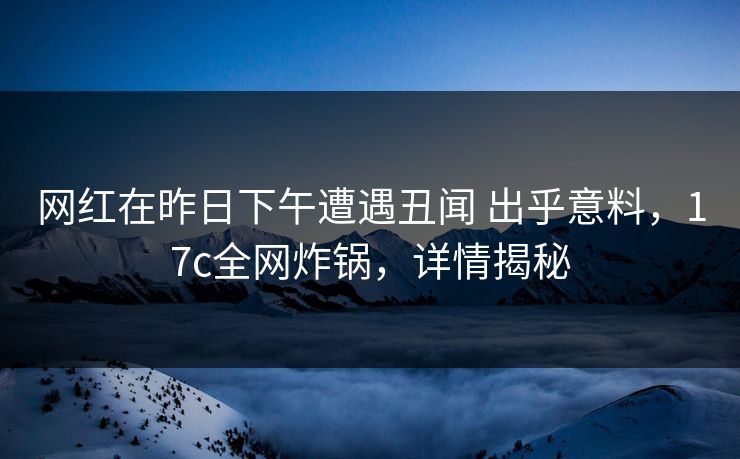 网红在昨日下午遭遇丑闻 出乎意料，17c全网炸锅，详情揭秘